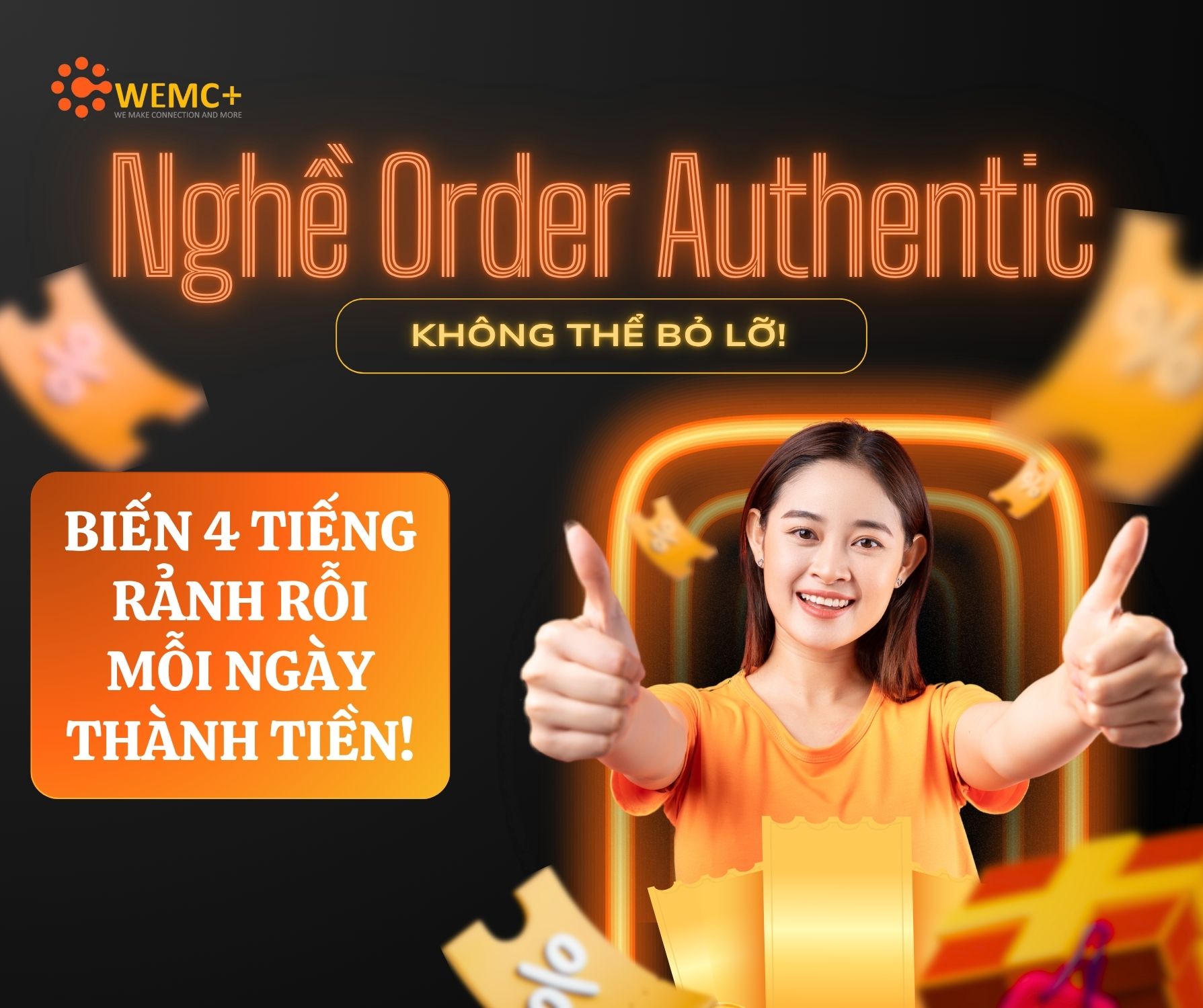 Thay vì lướt mạng 4 tiếng mỗi ngày chỉ để giải trí, tại sao không thử làm nghề order authentic để vừa kiếm tiền, vừa học hỏi thêm kỹ năng kinh doanh? Có người bắt đầu với 2 đơn/tuần, sau 3 tháng đã có 20–30 đơn/tháng. Có người từ phụ giúp bạn bè order hàng trở thành “chuyên gia săn sale” trong mắt khách hàng. Tất cả bắt đầu từ một chút thời gian rảnh và sự nghiêm túc.